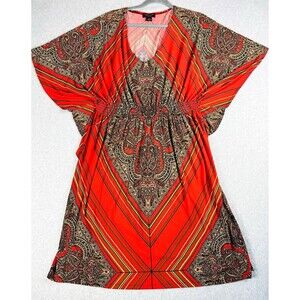 Signature by Robbie Bee Maxi Dress Batwing Sleeve Aztec Kaftan Festival Boho